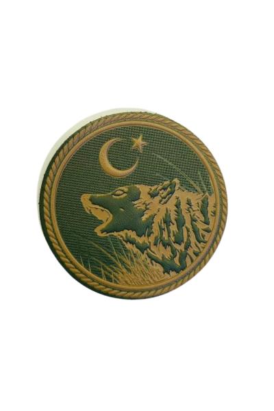 Ay Yıldızlı Kurt Tasarımı Peç Yeşil