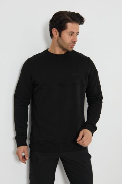 Premium Tasarım Outdoor Bisiklet Yaka Sweat Siyah