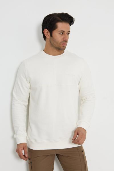 Premium Tasarım Outdoor Bisiklet Yaka Sweat Beyaz