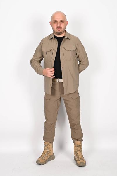 İSSİ Battal Boy Taktikal Peçli Gömlek Çöl