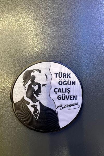 Türk Öğün Çalış Güven Yazılı Yuvarlak Patch Beyaz