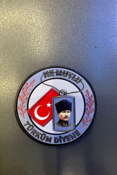 Ne Mutlu Türküm Diyene Yazılı Yuvarlak Patch Açık Mavi
