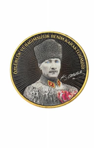 Atatürk Özgürlük Yazılı Patch Siyah