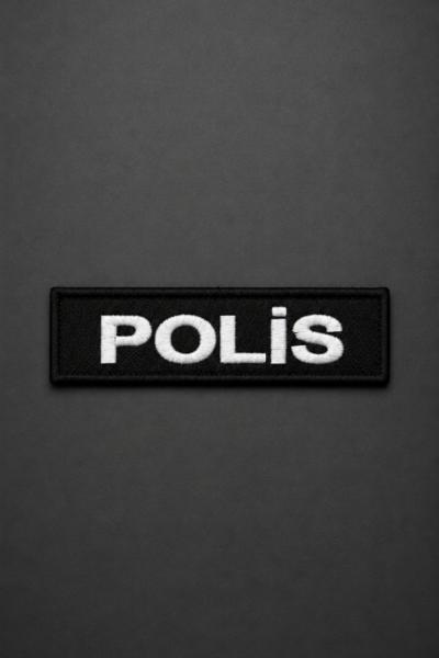 Polis Yazılı Çift Patch Siyah