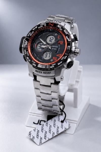 Joefox Tactical Outdoor Erkek Kol Saati Metal Siyah Kırmızı