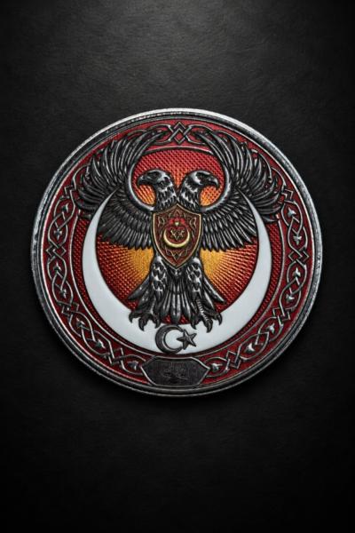 Çift Başlı Kartal Türk Bayrağı Patch Siyah