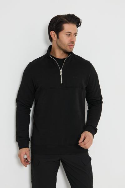 Premium Tasarım Outdoor Yarım Fermuarlı Sweat Siyah