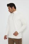 Premium Tasarım Outdoor Yarım Fermuarlı Sweat Beyaz