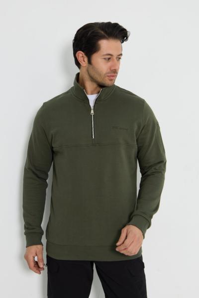 Premium Tasarım Outdoor Yarım Fermuarlı Sweat Haki