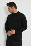 Premium Tasarım Outdoor Bisiklet Yaka Sweat Siyah