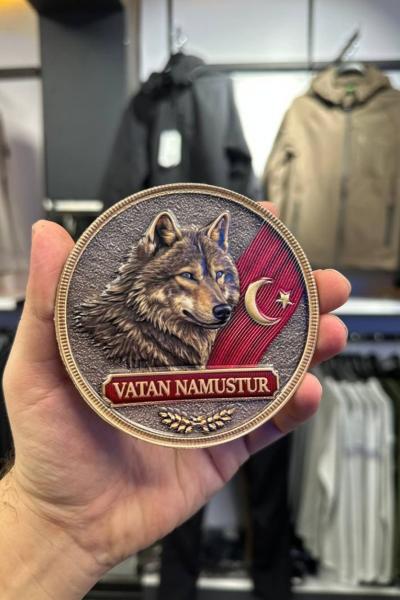 Vatan Namustur Kurt Özel Tasarım 3D Patch Kırmızı