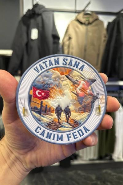 Vatan Sana Canım Feda Özel Tasarım 3D Patch Açık Mavi